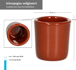 MamboCat 12er Ton Schnapsbecher 50 Ml Vollglasiert Shot-Glas Mediterran Unikat Handarbeit Tonbecher 9 MamboCat 12er Ton Schnapsbecher 50 Ml Vollglasiert Shot-Glas Mediterran Unikat Handarbeit Tonbecher -Weinglas Serien Geschäft 1b9464e82415ad9215d7a2092e130cd9