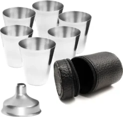 Outdoor Saxx® - 8-Teiliges Edelstahl-Becher Set, 6 Unzerbrechliche Schnaps-Becher, Schnaps-Gläser Aus Metall, Metall-Becher Mit Einfüll-Trichter Und Leder-Tasche, Ideales Flachmann-Zubehör 7 Outdoor Saxx® - 8-Teiliges Edelstahl-Becher Set, 6 Unzerbrechliche Schnaps-Becher, Schnaps-Gläser Aus Metall, Metall-Becher Mit Einfüll-Trichter Und Leder-Tasche, Ideales Flachmann-Zubehör -Weinglas Serien Geschäft 2e9508b6198bd8338a3f9dda89430a3d