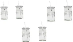 6 Stück Trinkgläser Mit Strohhalm Wiederverwendbar Glas Gläser