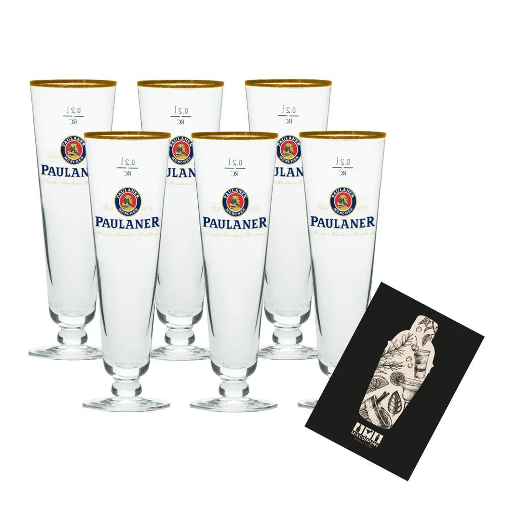 Paulaner München Premium Pils 6er Set Bierglas Glas 6x Gläser 0,2L Eichung Und Goldrand 1 Paulaner München Premium Pils 6er Set Bierglas Glas 6x Gläser 0,2L Eichung Und Goldrand