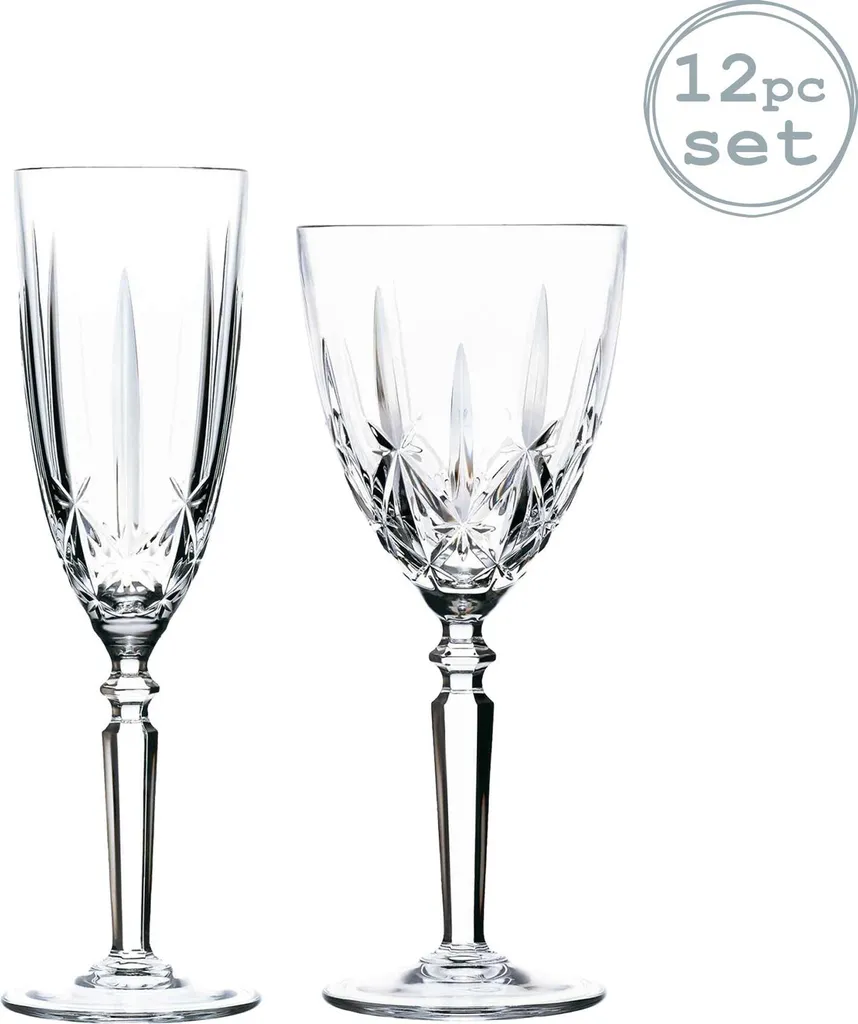 RCR Kristall Orchestra Cut Glas Weingläser Und Champagnerflöten - 290ml, 200ml - 12er Set 1 RCR Kristall Orchestra Cut Glas Weingläser Und Champagnerflöten - 290ml, 200ml - 12er Set