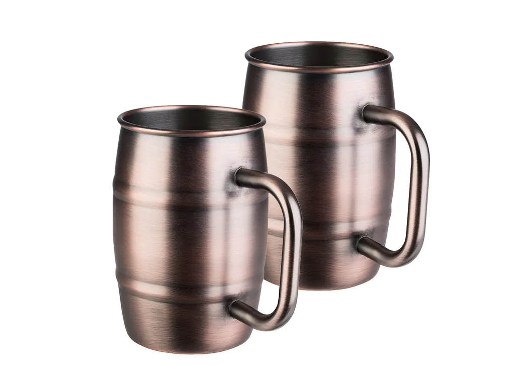 APS Bierkrug 2-er Set Humpen Aus Edelstahl Kupferbecher Bierseidel Metallbecher 2 APS Bierkrug 2-er Set Humpen Aus Edelstahl Kupferbecher Bierseidel Metallbecher – Bild 2