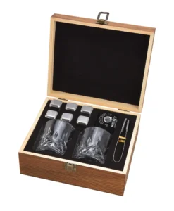 Whisky Geschenk-Set Mit 2 Gläsern, Eiswürfeln Aus Edelstahl, Zange, Samtbeutel In Einer Schönen Holzbox -Weinglas Serien Geschäft 5eee92ca1b75f172d5308dc3dedcbc33