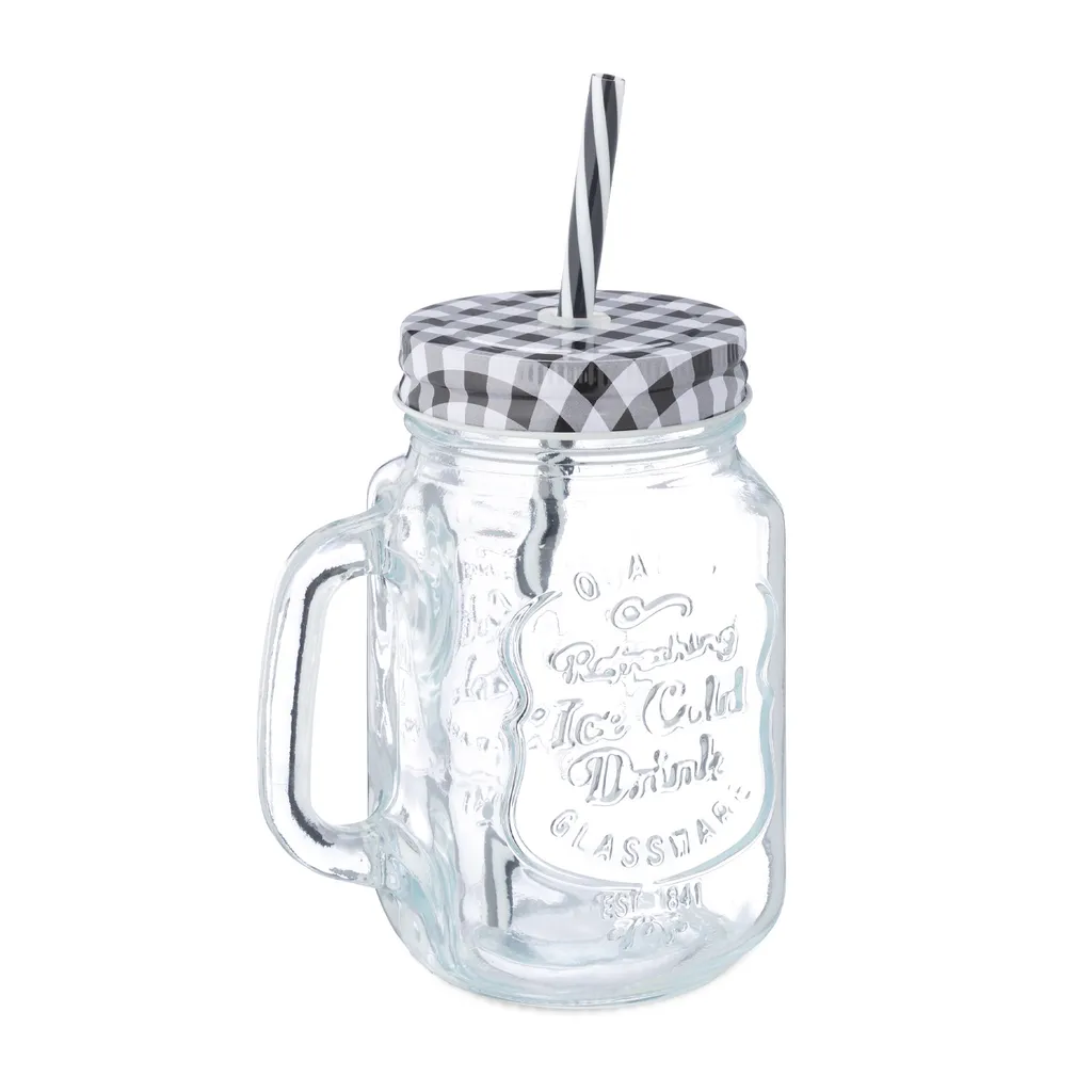 Relaxdays 8er Set Trinkgläser Mit Deckel Kariert 8 Relaxdays 8er Set Trinkgläser Mit Deckel Kariert – Bild 8