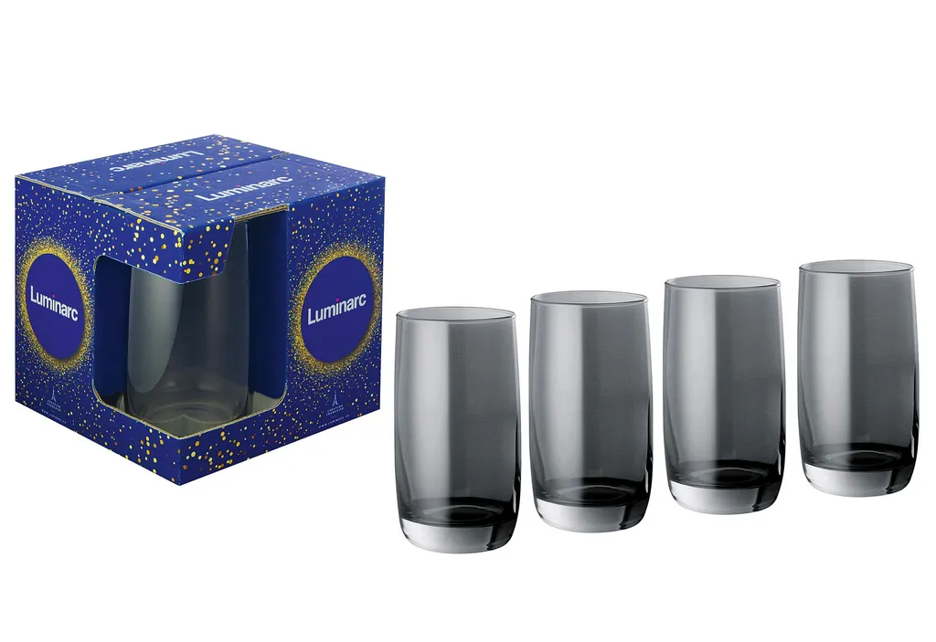 LUMINARC Longdrinkbecher Shiny Graphit 33cl 4er Satz 1 LUMINARC Longdrinkbecher Shiny Graphit 33cl 4er Satz