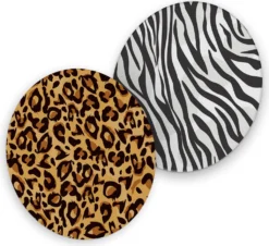 Itenga 40x Bierdeckel Rund Tiermuster Zebra Und Leopard