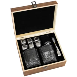 Whisky Geschenk-Set Mit 2 Gläsern, Eiswürfeln Aus Edelstahl, Zange, Samtbeutel In Einer Schönen Holzbox -Weinglas Serien Geschäft a7370374f663eab5310c55346d82fcaa