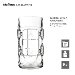 6er Set Maßkrug 1 Liter Geeicht Bierkrug Mit Henkel Bierglas Perfekt Geeignet Für Gastronomie -Weinglas Serien Geschäft b58864aaaf3ccd47370656434c6695c5