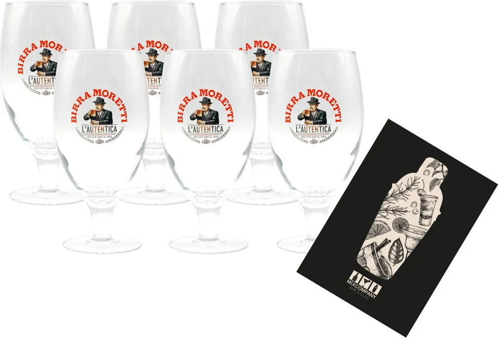 Birra Moretti 6er Set Bierglas 6x Glas Gläser Tulpe Mit 0,2L Eichung 1 Birra Moretti 6er Set Bierglas 6x Glas Gläser Tulpe Mit 0,2L Eichung