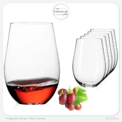 IMPERIAL Moderne Weingläser Ohne Stil Aus Glas 570ml Set 6-Teilig Groß -Weinglas Serien Geschäft cfb019db5a6cc4a32a8645c767e0f0db