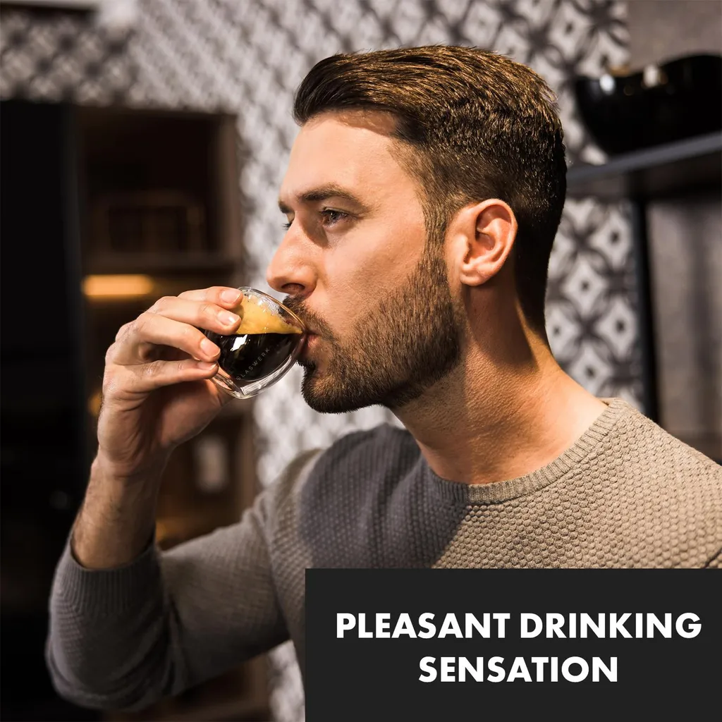 Klarstein Glaswerk Vienna Doppelwandige Gläser , Thermoglas , Trinkglas , Espresso-, Kaffee- Und Shotglas , 4 Stück , Für Heiße Und Kalte Getränke , 80 Ml , Borosilikatglas , Hitze- Und Kältebeständig , Handgemacht , Spülmaschinenfest , Thermoeffekt 3 Klarstein Glaswerk Vienna Doppelwandige Gläser , Thermoglas , Trinkglas , Espresso-, Kaffee- Und Shotglas , 4 Stück , Für Heiße Und Kalte Getränke , 80 Ml , Borosilikatglas , Hitze- Und Kältebeständig , Handgemacht , Spülmaschinenfest , Thermoeffekt – Bild 3