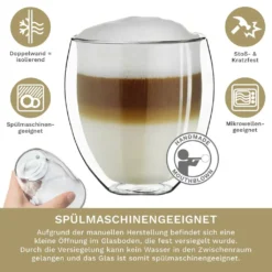 Creano Doppelwandige Gläser 400ml „DG-Bauchig“, 4er Set, Großes Thermoglas Doppelwandig Aus Borosilikatglas, Kaffeegläser, Teegläser, Latte Gläser, Doppelwandgläser -Weinglas Serien Geschäft f21f88c5ee2986d8bb2d24085fd71ce5