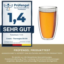 Creano Doppelwandiges Thermoglas 400ml „DG-SH“, Großes Doppelwandglas Aus Borosilikatglas, Doppelwandige Kaffeegläser, Teegläser, Latte Gläser 4er Set -Weinglas Serien Geschäft f61ad3ee3dba673d42ccd0dd796c0990