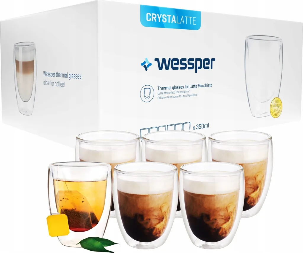 Wessper Latte Macchiato Thermogläser Mit Doppeltem Boden Set 6 X 350 Ml